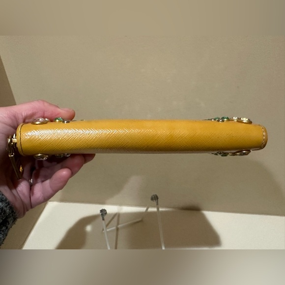 Prada Yellow Saffiano Bijou Jewel Leather Zip Around Long Zippy Wallet - Picture 8 of 16